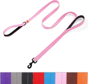 Lynxking Dog Training Leash - Double Handle Heavy Duty 6ft Webbing With 2 Padded Handles - Long Reflective Safety Walking Lead for Small Medium Large Dogs