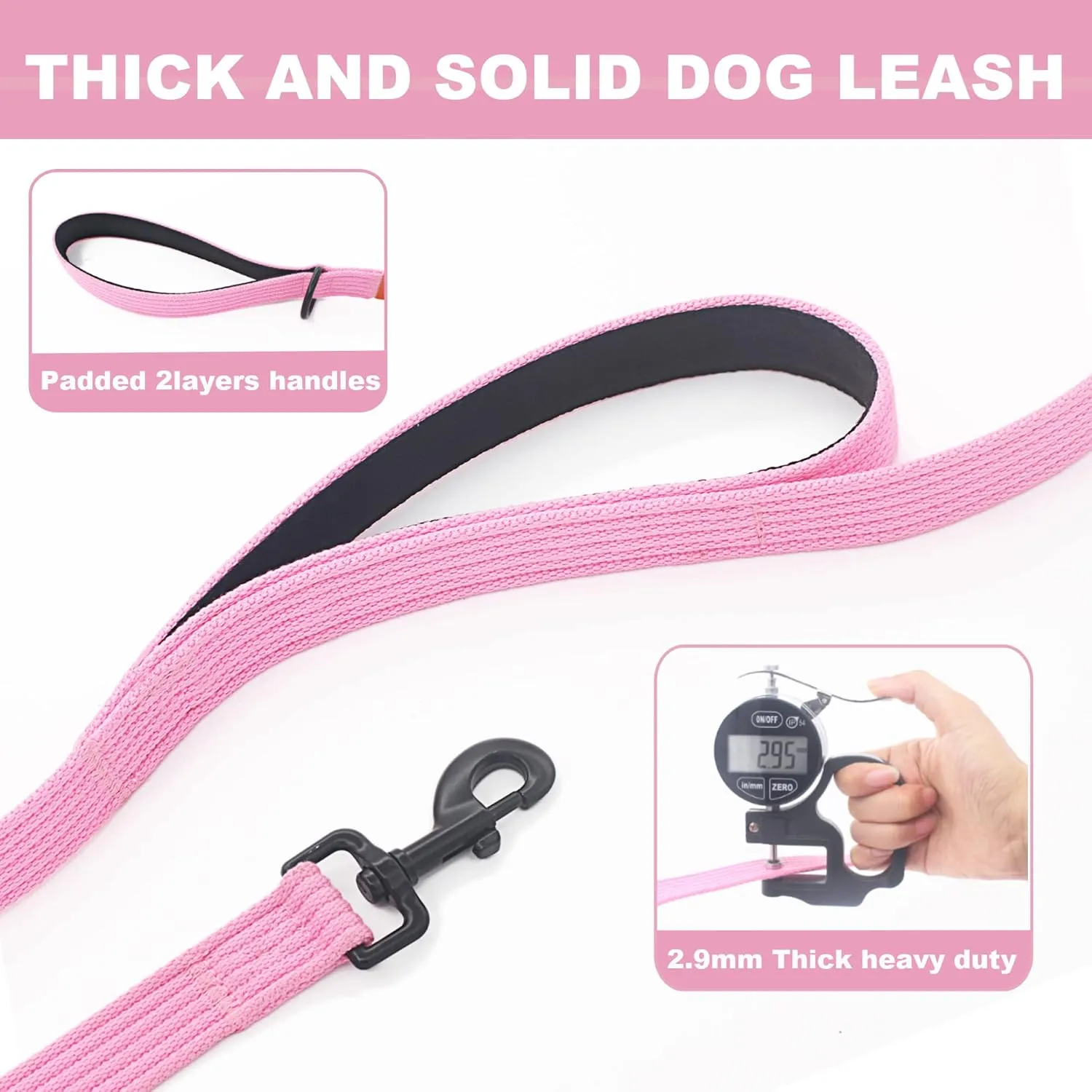 Lynxking Dog Training Leash - Double Handle Heavy Duty 6ft Webbing With 2 Padded Handles - Long Reflective Safety Walking Lead for Small Medium Large Dogs