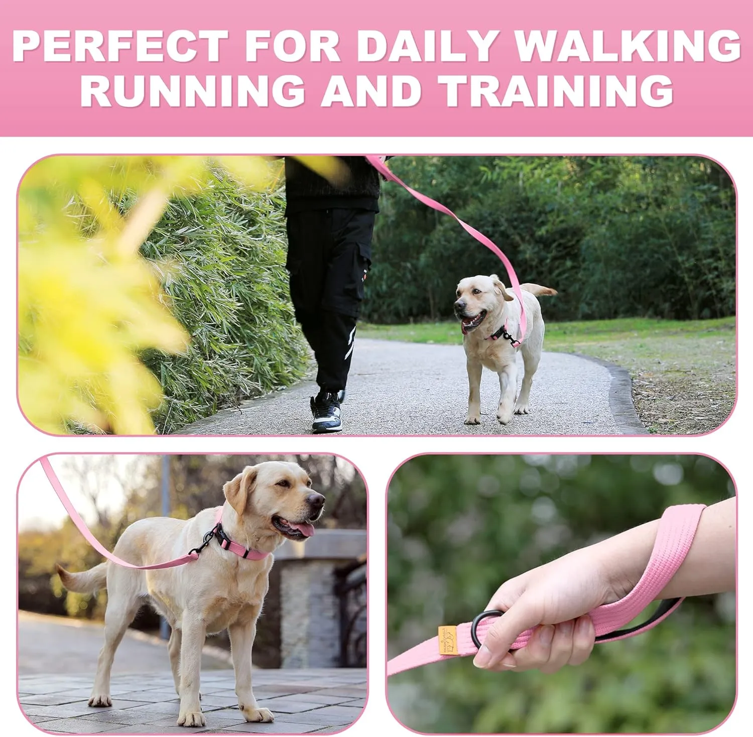 Lynxking Dog Training Leash - Double Handle Heavy Duty 6ft Webbing With 2 Padded Handles - Long Reflective Safety Walking Lead for Small Medium Large Dogs