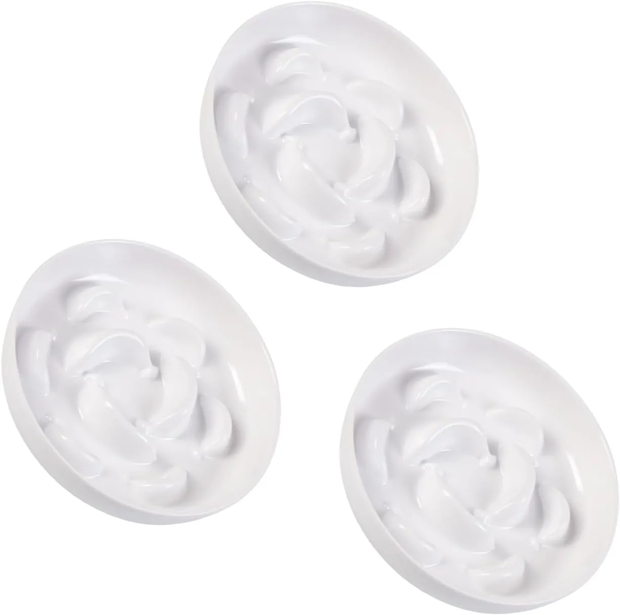 Melamine Slow Feeder Cat Bowls - Set of 3 Cat Food Dishes - Fun Maze Design for Slow Feeding - Dishwasher Safe - White  3