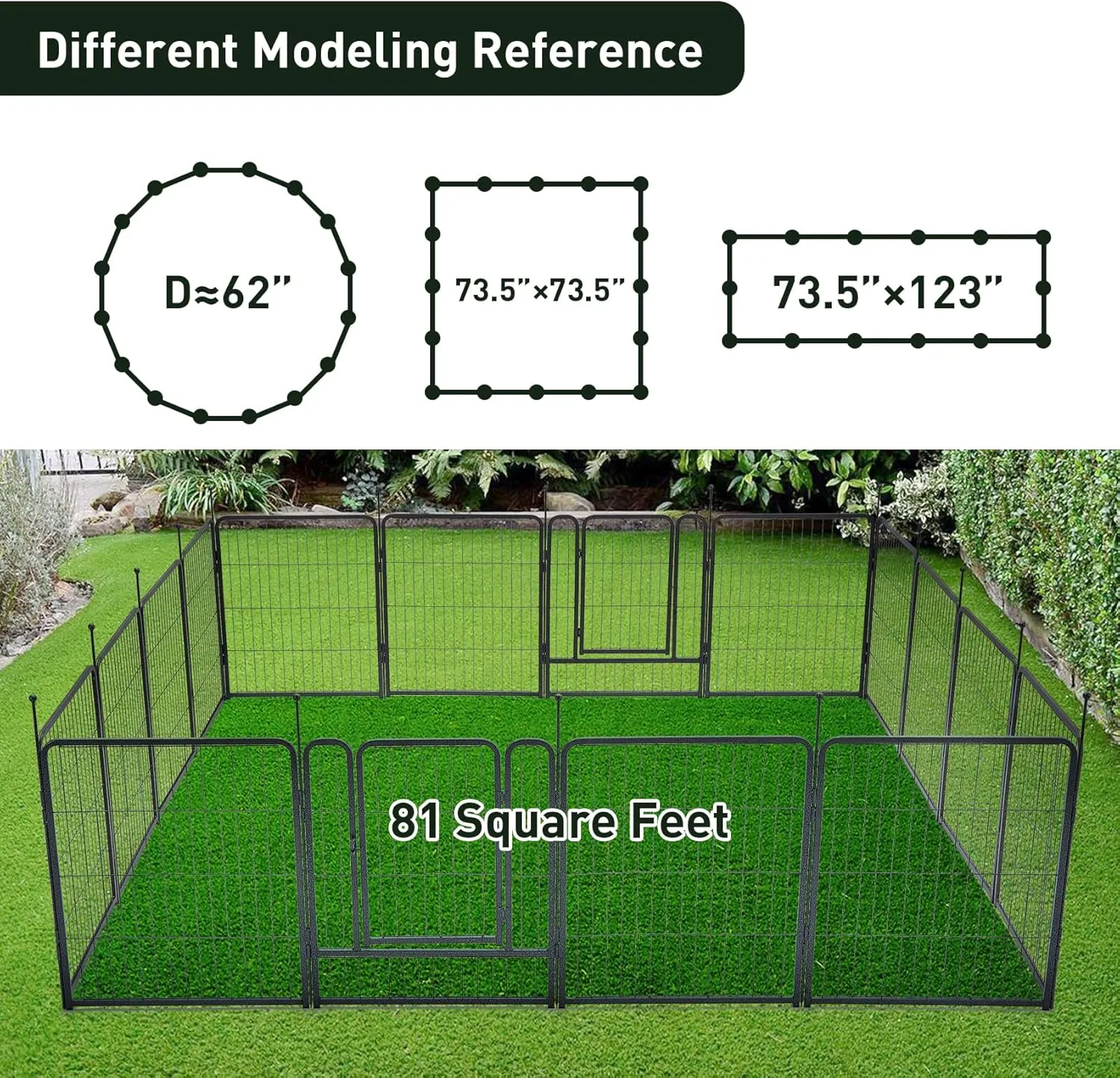 mestyl Dog Playpen, 40" Height 16 Panels Outdoor Pet Play Pen, Big Dog Exercise Play Pen for Large/Medium/Small Dogs, Foldable Puppy Pen for Indoor, Camping, RV, Anti-Rust Paint Finish, Quick Install