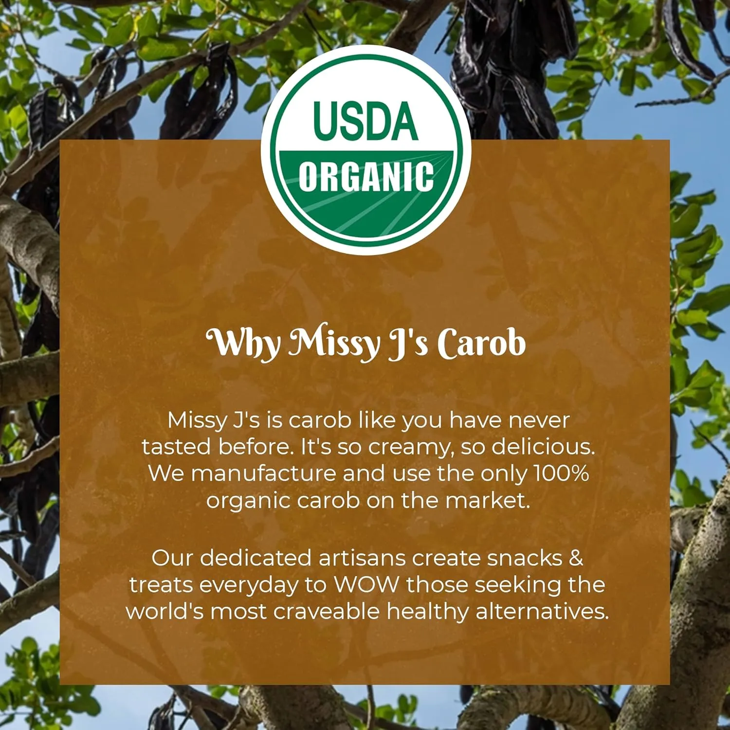 Missy J's Organic Peanut Butter Carob Bar 3 Ounce 2 Pack | Carob Made w/Coconut Sugar, Vegan and Gluten-Free | Healthy Caffeine Free Substitute for Chocolate, Perfect for Snacks and Treats