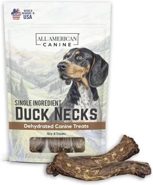 Natural Duck Neck Dog Treats  Single Ingredient, Dehydrated & Chewy  Low-Fat, High-Protein Training Reward  Made in USA  6 Treats