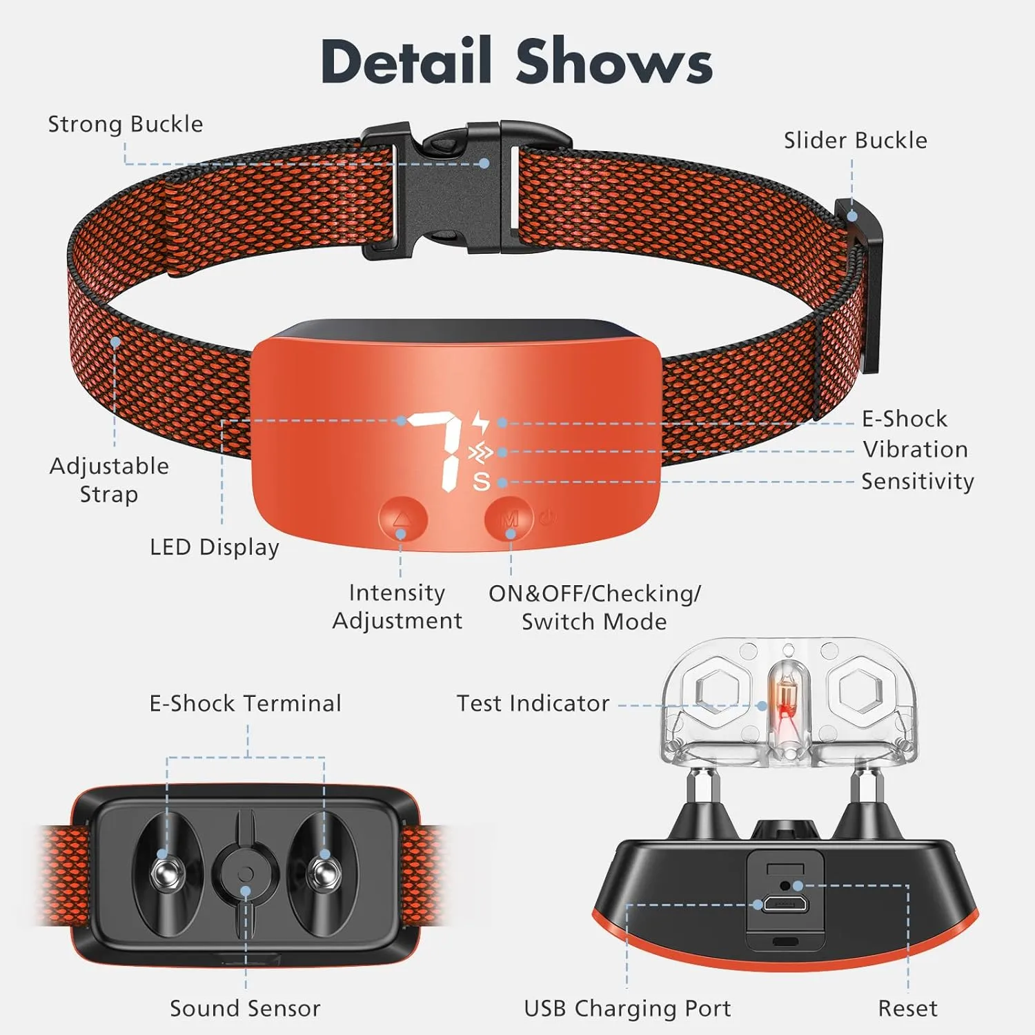 NBJU Bark Collar for Dogs,Rechargeable Anti Barking Training Collar with 7 Adjustable Sensitivity and Intensity Beep Vibration for Small Medium Large Dogs