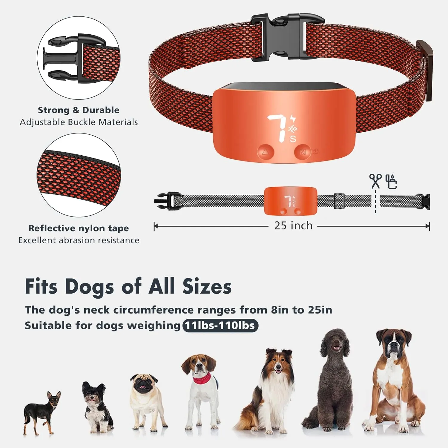 NBJU Bark Collar for Dogs,Rechargeable Anti Barking Training Collar with 7 Adjustable Sensitivity and Intensity Beep Vibration for Small Medium Large Dogs