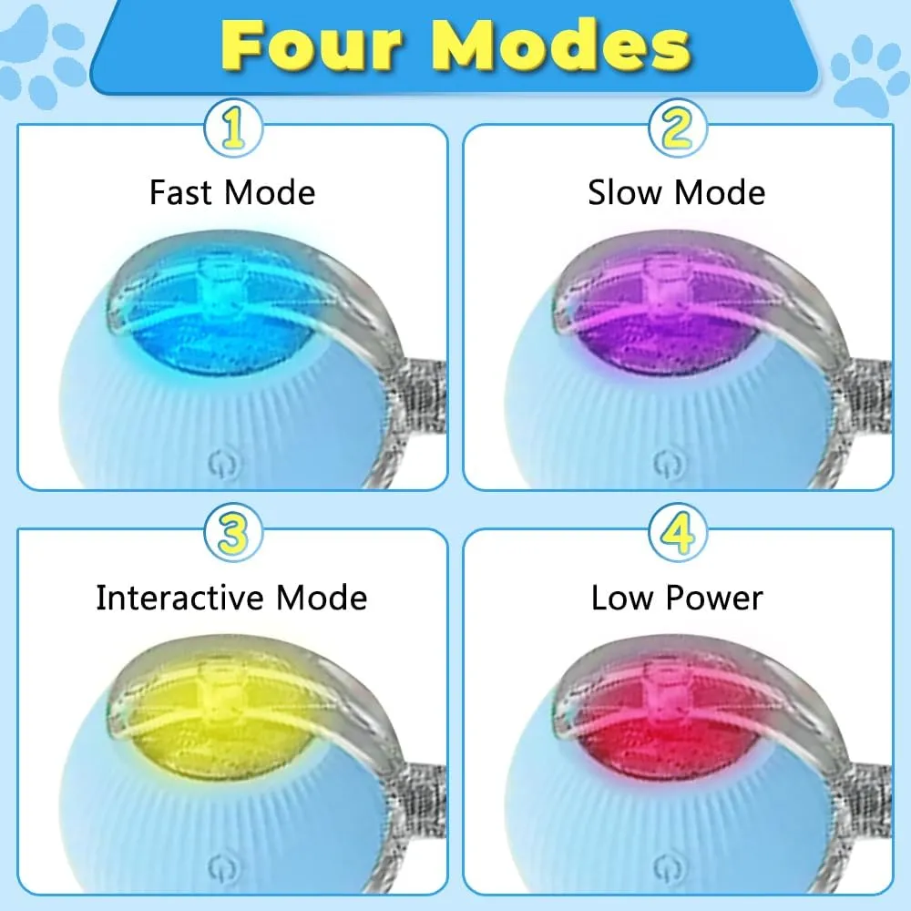 New Interactive Rolling Dog Ball, 360 Smart Interactive Pet Toy Ball, Self Rolling Cat Toys, Motion Activated Balls for Small Medium Dogs Cats (Blue)