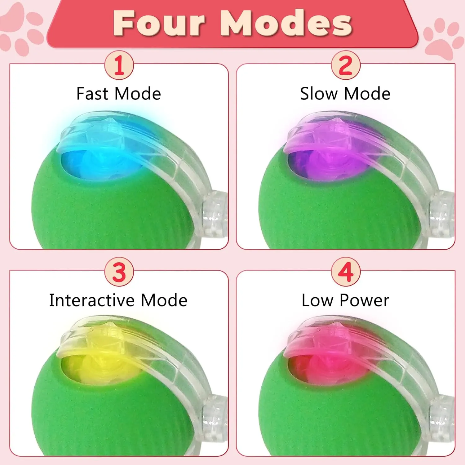 New Interactive Rolling Dog Ball, Interactive Cat Toys for Indoor Cats, 360 Smart Cat Toys Ball for Small Medium Cats Dogs, Red 1pcs