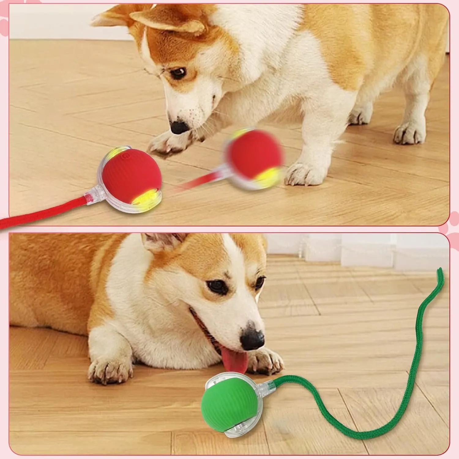 New Interactive Rolling Dog Ball, Interactive Cat Toys for Indoor Cats, 360 Smart Cat Toys Ball for Small Medium Cats Dogs, Red 1pcs