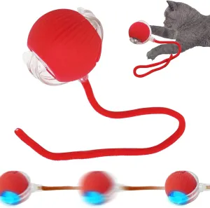 New Interactive Rolling Dog Ball, Interactive Cat Toys for Indoor Cats, 360 Smart Cat Toys Ball for Small Medium Cats Dogs, Red 1pcs