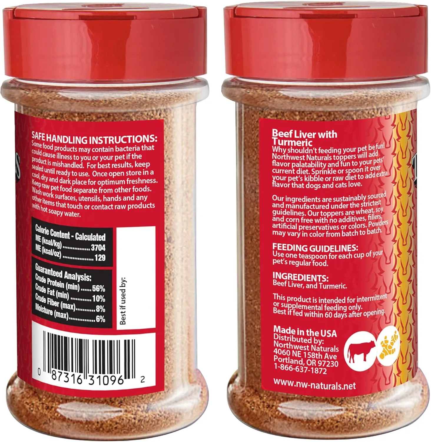 Northwest Naturals Freeze-Dried Beef Liver with Turmeric - Functional Topper for Dogs and Cats - Healthy, Limited Ingredients, Grain Free - Human Grade Pet Food, All Natural - USA Made - 4.5 Oz