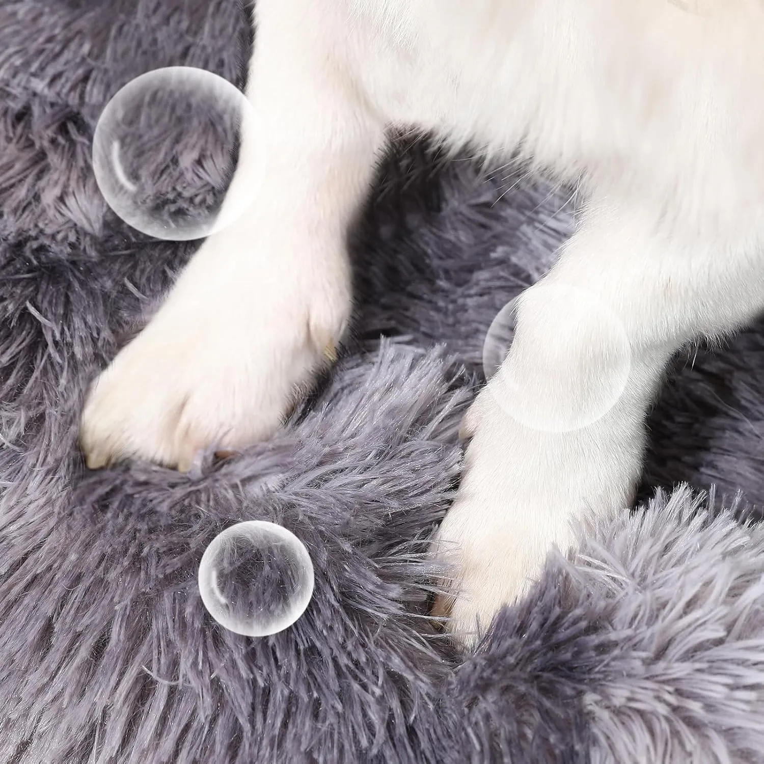 NOYAL Calming Donut Dog Bed for Small to Medium Dogs & Cats - Plush Faux Fur Anti-Anxiety Pet Bed with Machine Washable Cover & Non-Slip Base