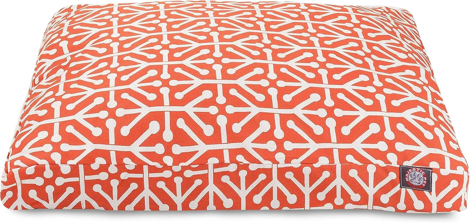 Orange Aruba Large Rectangle Indoor Outdoor Pet Dog Bed With Removable Washable Cover By Majestic Pet Products