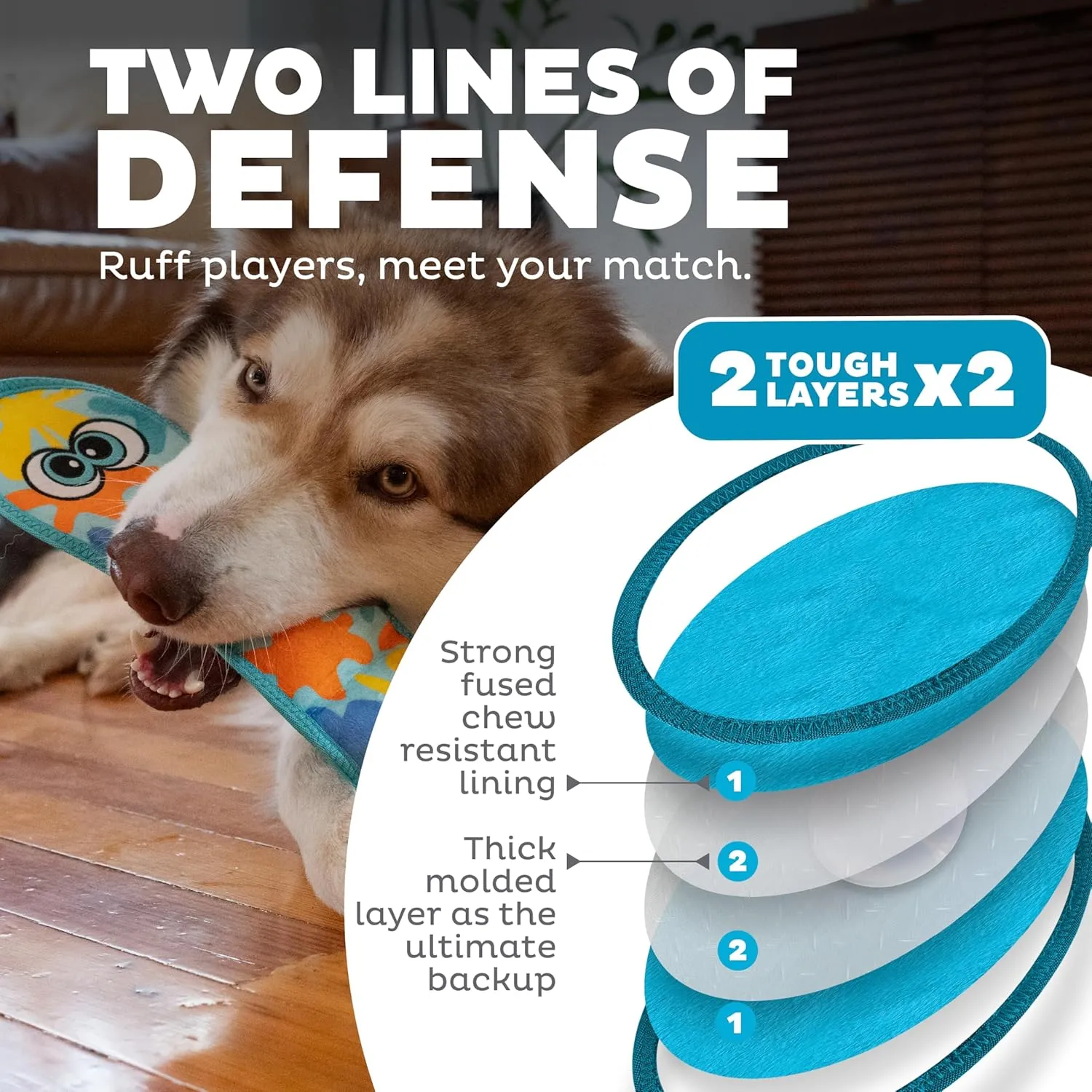 Outward Hound Tough Skinz Snake, Blue, Large