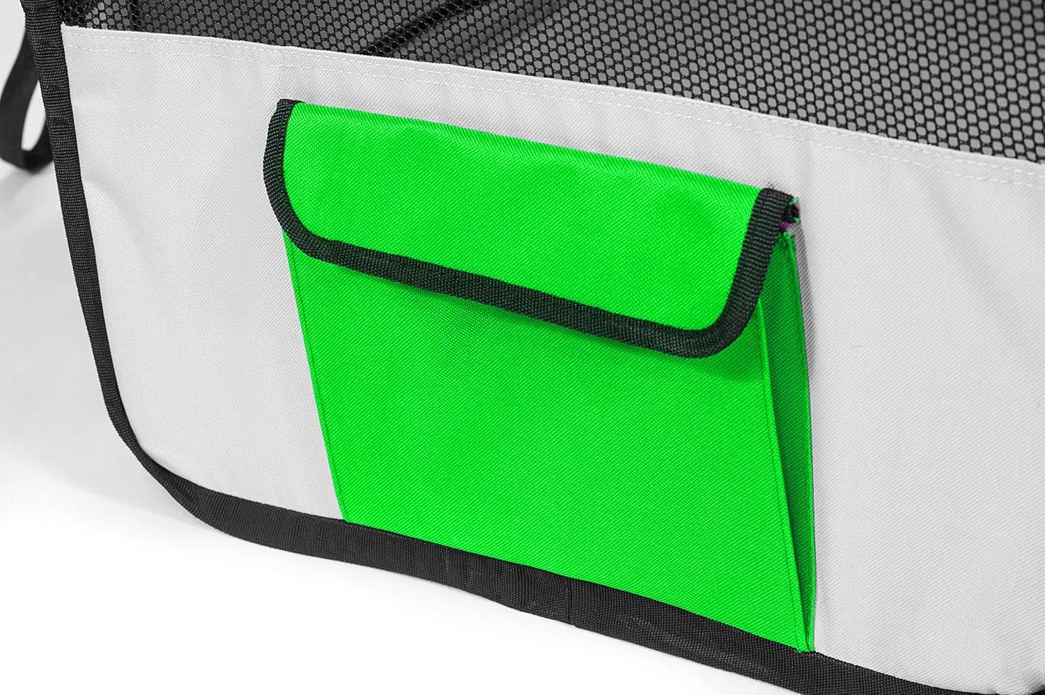 Pawer 3618.5 8-Panel Foldable Pet Playpen, Bright Green Grey, Personalize Embroidery Fabric Piece Available, for Cat/Dog/Puppy, 600D Oxford Cloth Portable Indoor & Outdoor Kennel with Carry Bag