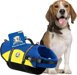 Paws Aboard Dog Life Jacket - Keep Your Canine Safe with a Neoprene Life Vest for Swimming and Boating - Available in Different Sizes, Color and Design to Choose - Blue/Yellow, Small
