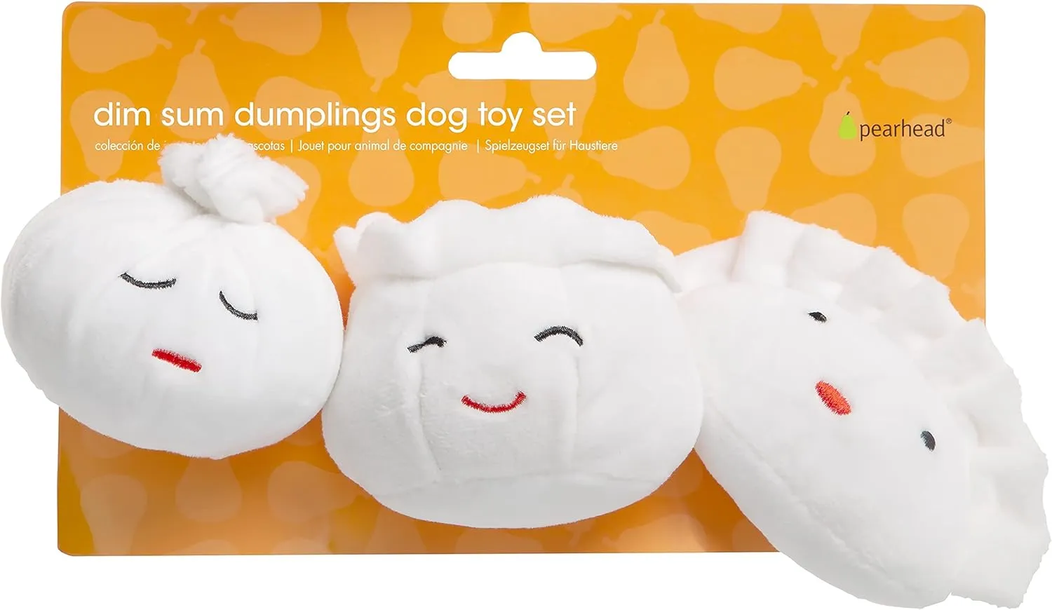 Pearhead Dim Sum Pet Toys, Squeaky Dog Toy Set, Pet Owner Must Have Dog Accessory, Set of 3, All Breed Sizes, White