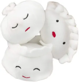 Pearhead Dim Sum Pet Toys, Squeaky Dog Toy Set, Pet Owner Must Have Dog Accessory, Set of 3, All Breed Sizes, White