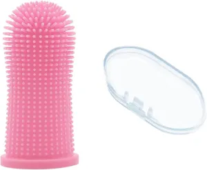 Pet Finger Toothbrush 360 Finger Toothbrush Puppy Toothbrush Cat Toothbrush for Pet Teeth Cleaning&Dog Dental Care (Pink, 2 Pack)