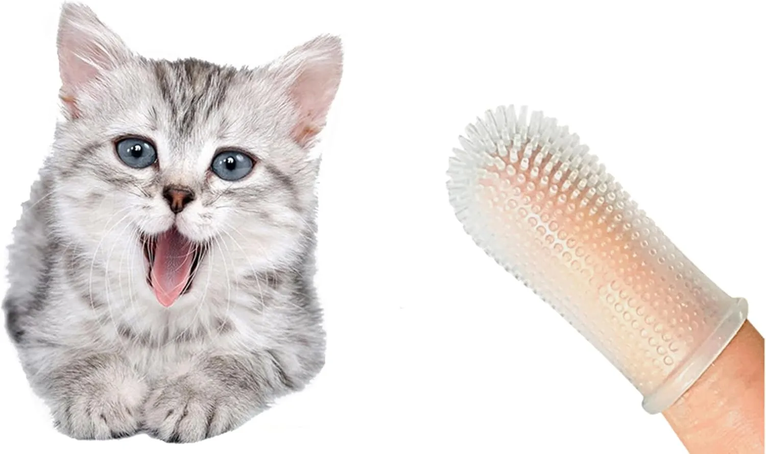 Pet Finger Toothbrush 360 Finger Toothbrush Puppy Toothbrush Cat Toothbrush for Pet Teeth Cleaning&Dog Dental Care (Pink, 2 Pack)