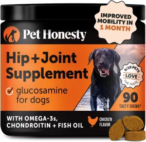 Pet Honesty Hip & Joint Health - Glucosamine for Dogs Soft Chews, Joint Supplement for Dogs with Glucosamine Chondroitin, MSM, Turmeric, Anti Inflammatory, Support   Mobility (Chicken 90ct)
