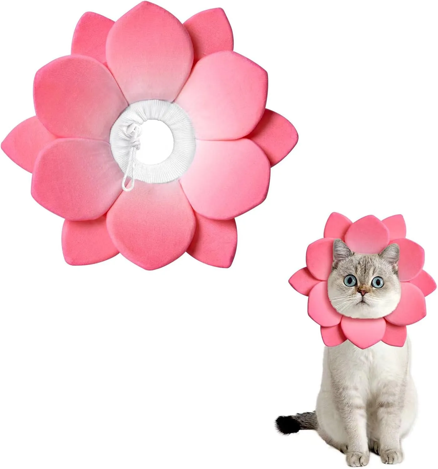 Petal's Paradise Cat Cone Innovative High-Breathability Adjustable Elizabethan Collar for Pets - High-Rebound Sponge, Prevents Water Accumulation, and Ensures Comfort (Pink, S)