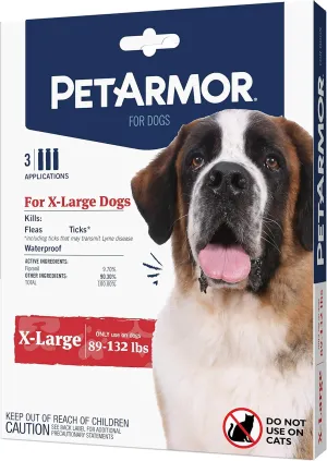 PetArmor for Dogs, Flea and Tick Treatment for Extra Large Dogs (89-132 Pounds), Includes 3 Month Supply of Topical Flea Treatments