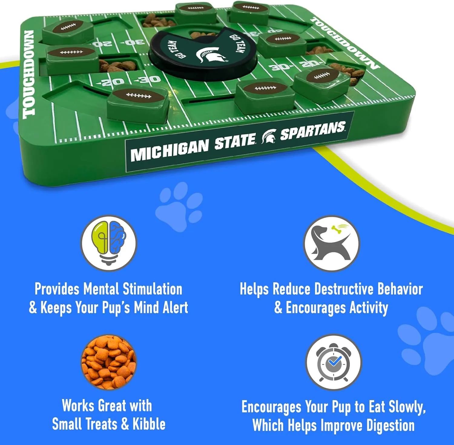 Pets First NCAA Michigan State Large Puzzle Toy, New Size, Interactive Dog Treat & Slow Feeding Toy