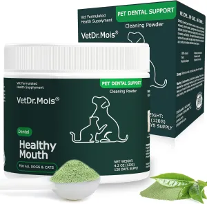 Plaque Removal Natural Dental Powder - Dog and Cat Dental Care and Bad Breath Treatment, Dog and Cat Teeth Cleaning Powder for Healthy Teeth & Gums for All Dogs&Cats - 120g