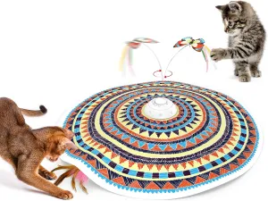 Potaroma Cat Toys Chargeable, 3in1 Hide and Seek, Automatic Interactive Fun, Fluttering Butterfly, Moving Feather, Kitten Wand, Indoor Kitty Exercise Kicker 22.8 Inch Cover for All Breeds