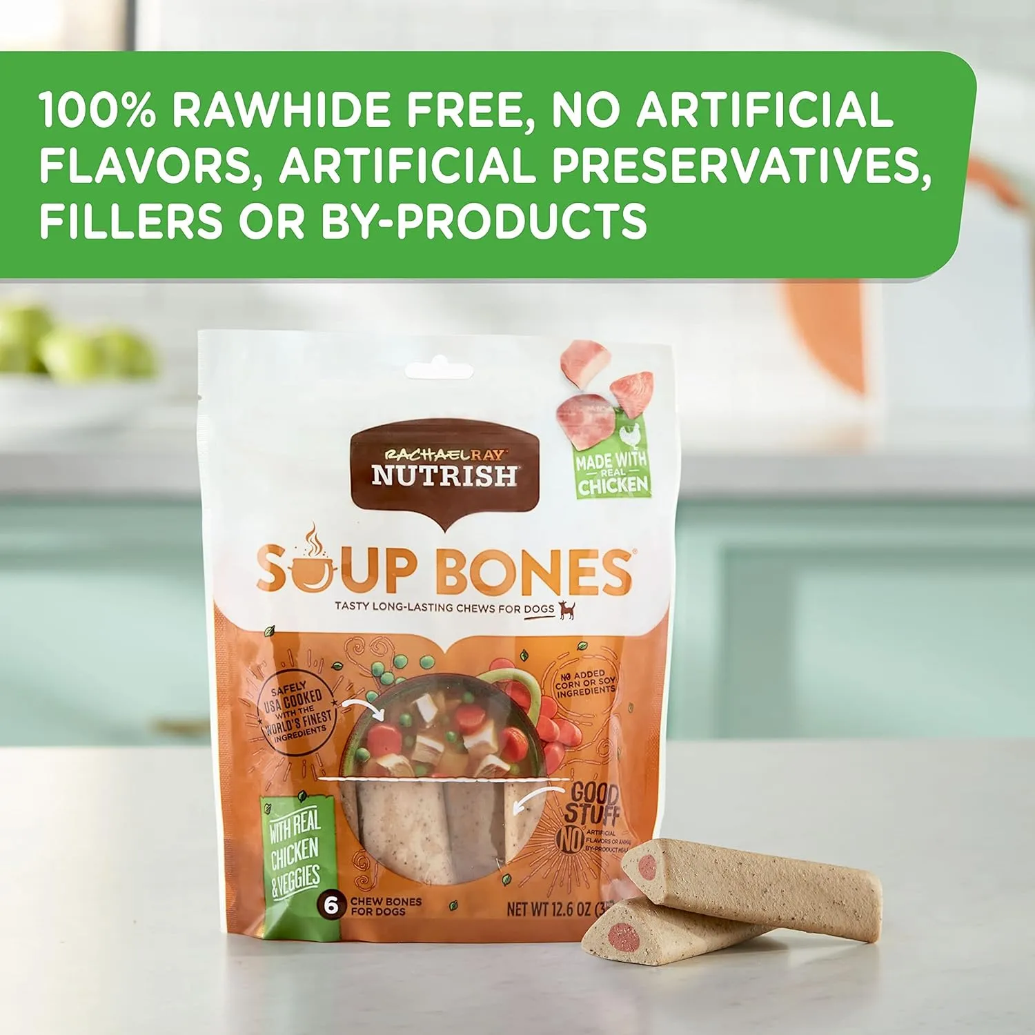 Rachael Ray Nutrish Soup Bones Dog Treats, Chicken & Veggies Flavor, 11 Bones (Pack of 1)