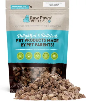Raw Paws Freeze Dried Chicken Liver Dog Treats & Cats Treats, 4-oz - Made in USA - Liver Treats - Dog Liver Snacks - Freeze Dried Chicken for Dogs - Single Ingredient