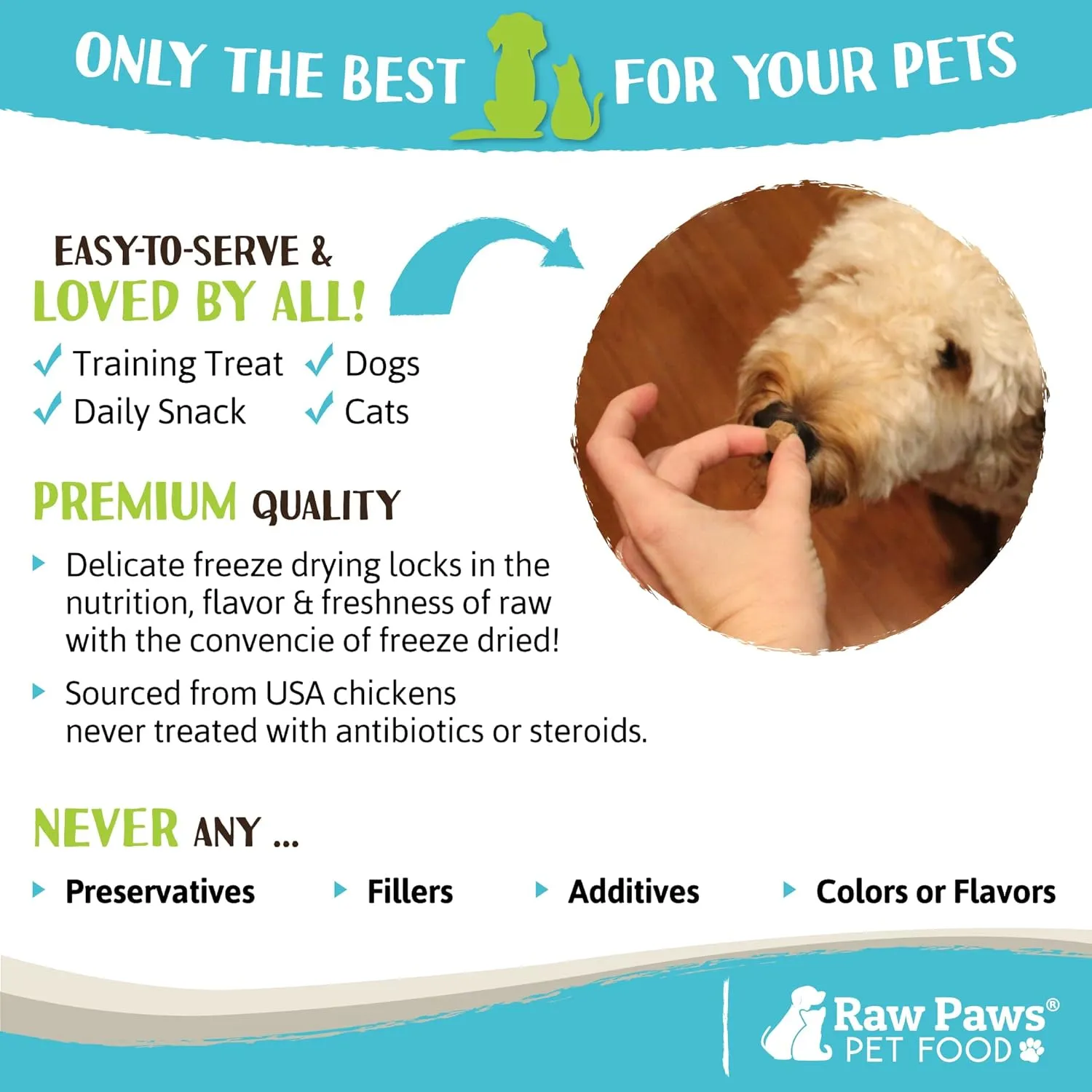 Raw Paws Freeze Dried Chicken Liver Dog Treats & Cats Treats, 4-oz - Made in USA - Liver Treats - Dog Liver Snacks - Freeze Dried Chicken for Dogs - Single Ingredient