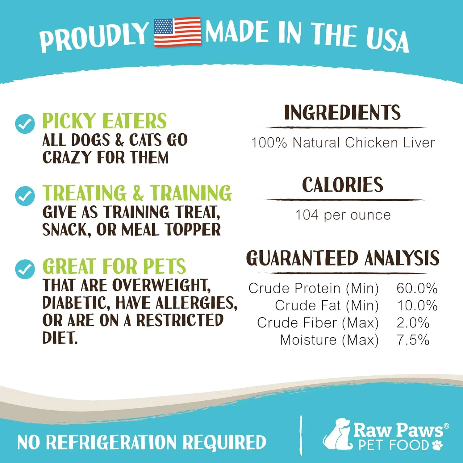 Raw Paws Freeze Dried Chicken Liver Dog Treats & Cats Treats, 4-oz - Made in USA - Liver Treats - Dog Liver Snacks - Freeze Dried Chicken for Dogs - Single Ingredient