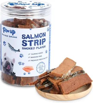 Salmon Fillet Dog Treats, Salmon Jerky with Fish Skin, Healthy High Protein Snacks, Natural Omega 3-6, Low in Fat with Taurine,12.5oz (Smoked Flavor)