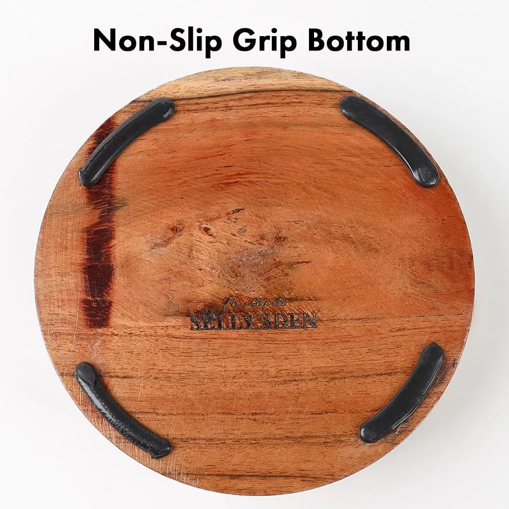 Sellys Den Wood Belly Bowl with Stainless Steel Insert, Rustic, Non-Slip, Durable, Rust Resistant Pet Food & Water Dish, BPA Free Rubber Base (12 Oz)