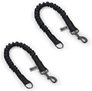 Shock Absorber Reflective Threads Bungee Dog Leash for RunningTrainningRecall 2-Pack Black