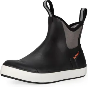Showave Mens Deck Boots Waterproof Ankle Saltwater Rain Boot Fishing Rubber Boots Slip On Neoprene Boat Booties Work Sailing Boot For Men