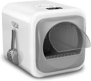 Smart Odor Removal Cat Litter Box,Enclosed Litter Box with Smart Efficient Odor Removal System,Large Litter Box for big cats and Kittens,Easy to Assembly and Clean,Including Mat and Scoop
