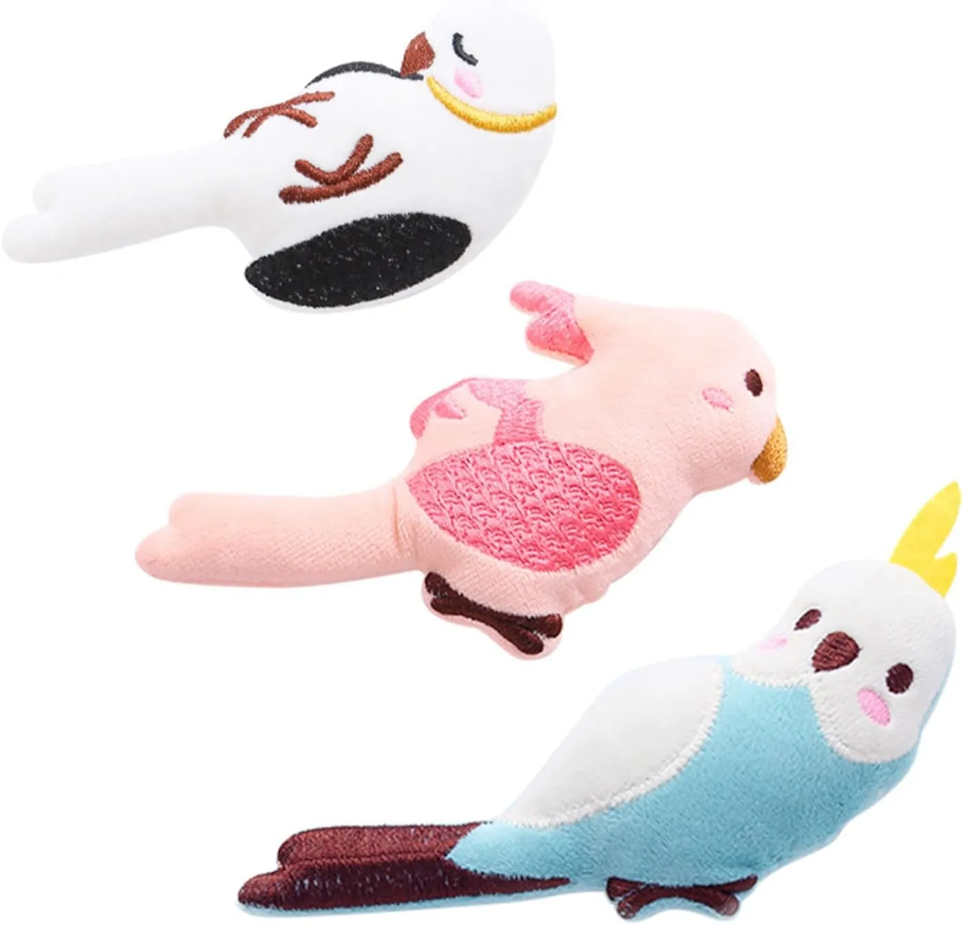 Soft Plush Cat Toys with Added Catnip Interactive Inside Cute Bird Design Bite-Resistant Stress Relieve Teeth-Grinding for Biting Chewing Random Style