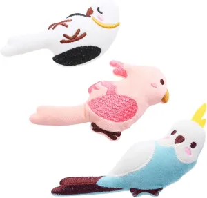 Soft Plush Cat Toys with Added Catnip Interactive Inside Cute Bird Design Bite-Resistant Stress Relieve Teeth-Grinding for Biting Chewing Random Style