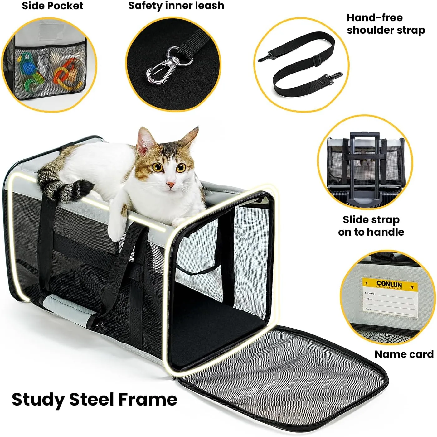 Soft-Sided Cat Carrier for Small-Medium Cats, Puppies up to 15 Lb, Airline Approved
