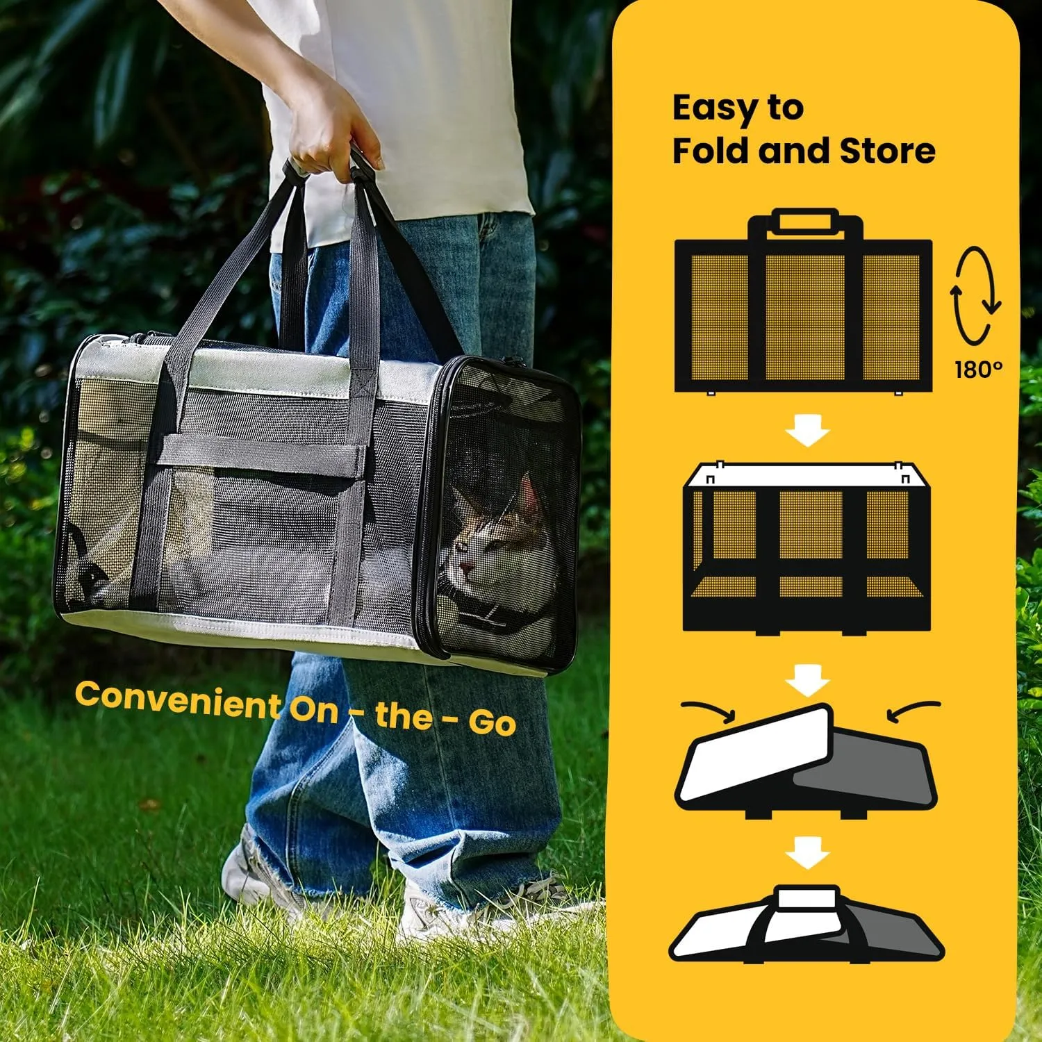 Soft-Sided Cat Carrier for Small-Medium Cats, Puppies up to 15 Lb, Airline Approved