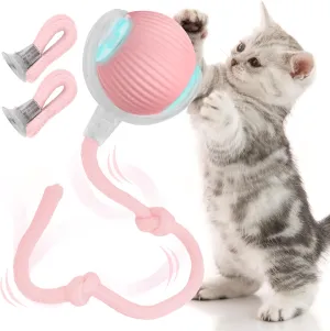Speedy Tail 2.0 Interactive Cat Toy  Self-Moving Balls for Cats  Smart Electric Cat Ball for Boredom, Enrichment, Pet Chase  Rechargeable Toy for Indoor Cats with 2 Tails (Pink)
