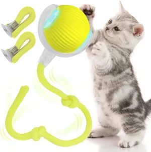 Speedy Tail 2.0 Interactive Cat Toy  Self-Moving Balls for Cats  Smart Electric Cat Ball for Boredom, Enrichment, Pet Chase  Rechargeable Toy for Indoor Cats with 2 Tails (Yellow)