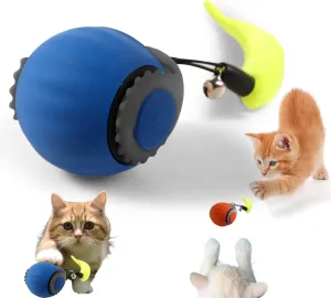 Speedy Tail Interactive Automatic Moving Smart Cat Toy Ball with Tail 2.0 for Indoor Cats (Blue)