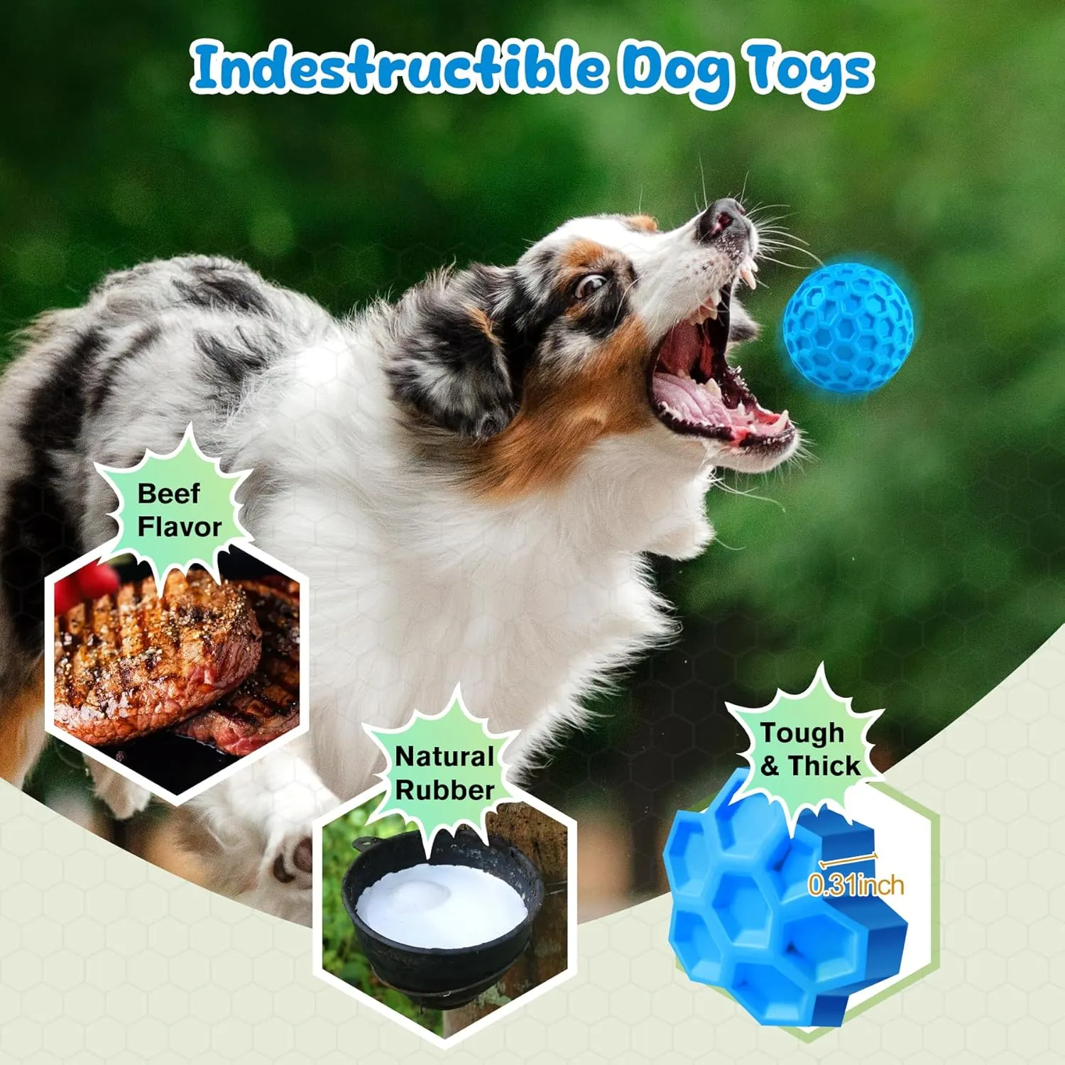 Squeaky Dog Toys for Aggressive Chewers, Indestructible Dog Balls for Aggressive Chewers, Squeaky Balls for Dogs, Interactive Toys for Large Dogs, Funny Heavy Duty Ball