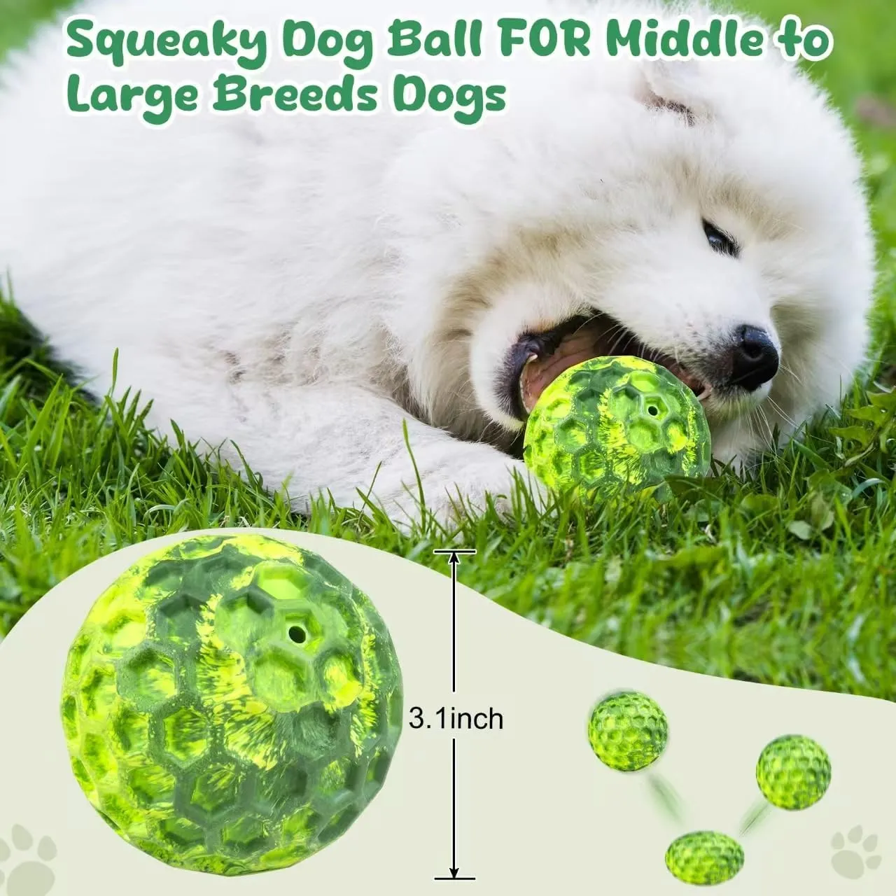 Squeaky Dog Toys for Aggressive Chewers, Indestructible Dog Balls for Aggressive Chewers, Squeaky Balls for Dogs, Interactive Toys for Large Dogs to Relax