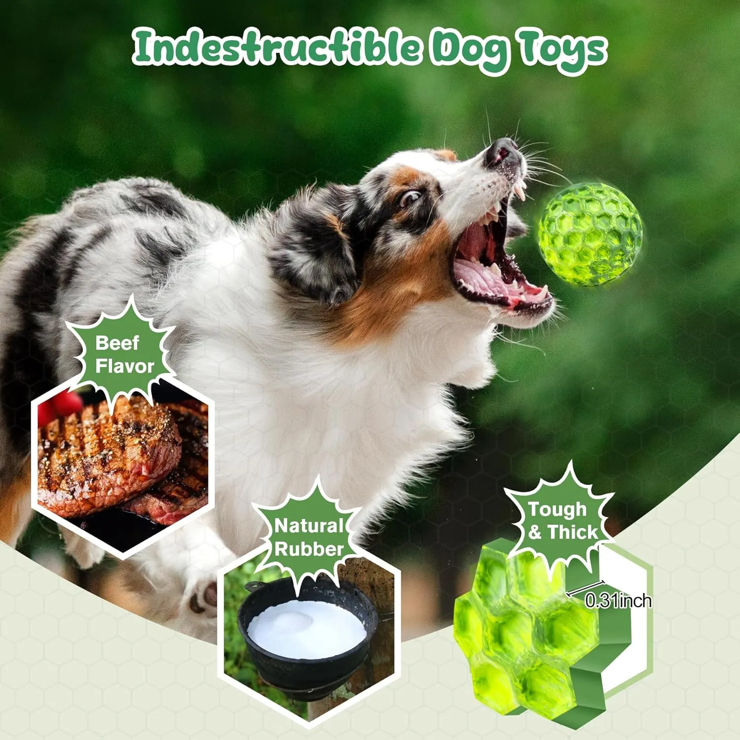 Squeaky Dog Toys for Aggressive Chewers, Indestructible Dog Balls for Aggressive Chewers, Squeaky Balls for Dogs, Interactive Toys for Large Dogs to Relax