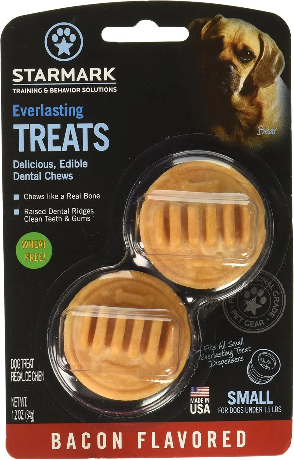 StartMark (3 Pack StarMark Everlasting Bacon Dog Dental Chews, Small (2 Chews Per Pack / 6 Total)