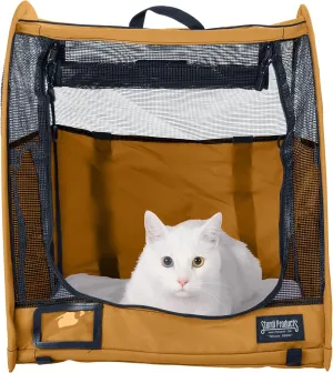 STURDI Small Pop-Up Kennel Cargo Portable Pet Bag | Collapsible Travel Pet Crate for Cats & Dogs | Single, Earthy Tan
